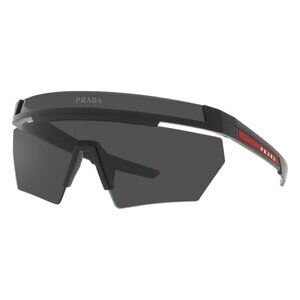 New PRADA LINEA ROSSA Black Rimless Shield PS 01YS 1BO-06F Sunglasses Women